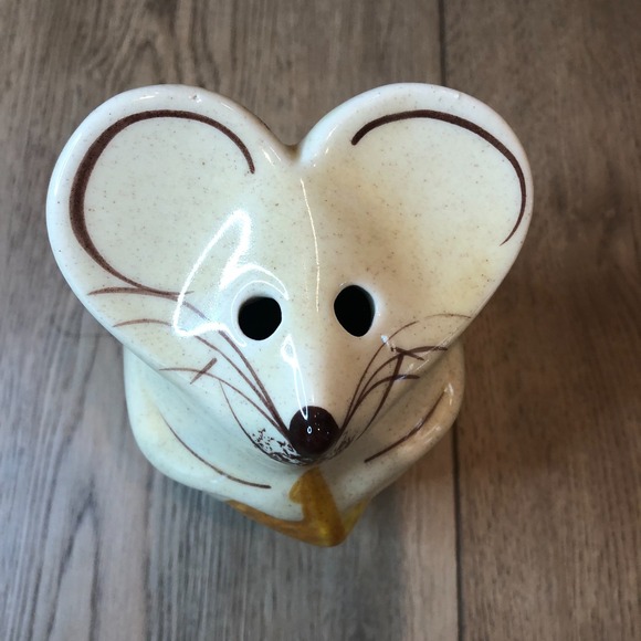 VTG NS Gustin Pottery Parmesan Cheese Shaker Mouse Hand Painted Kitsch Kitchen - Picture 2 of 10